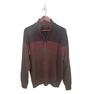 Tricots St Raphael Mens Fisherman Mock‎ Neck Zip Neck Sweater Size Large